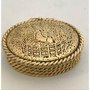 Vintage Corday Creme Solid Perfume Oval Compact Unicorn Purse Toujours Moi